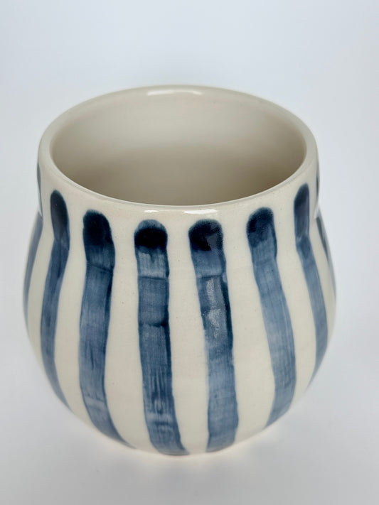 Blue and White Striped Round Vase 4