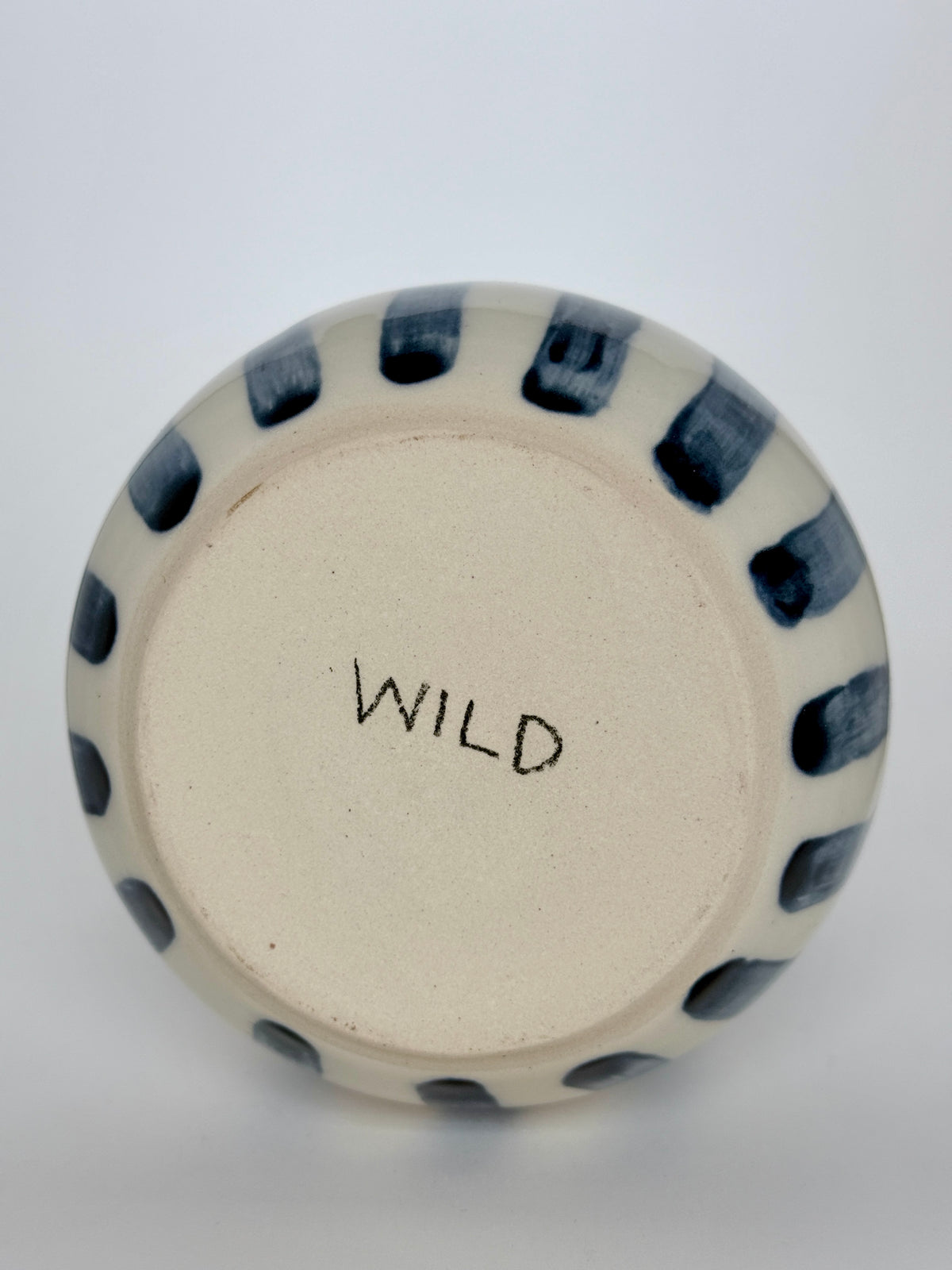 Blue and White Striped Round Vase 2