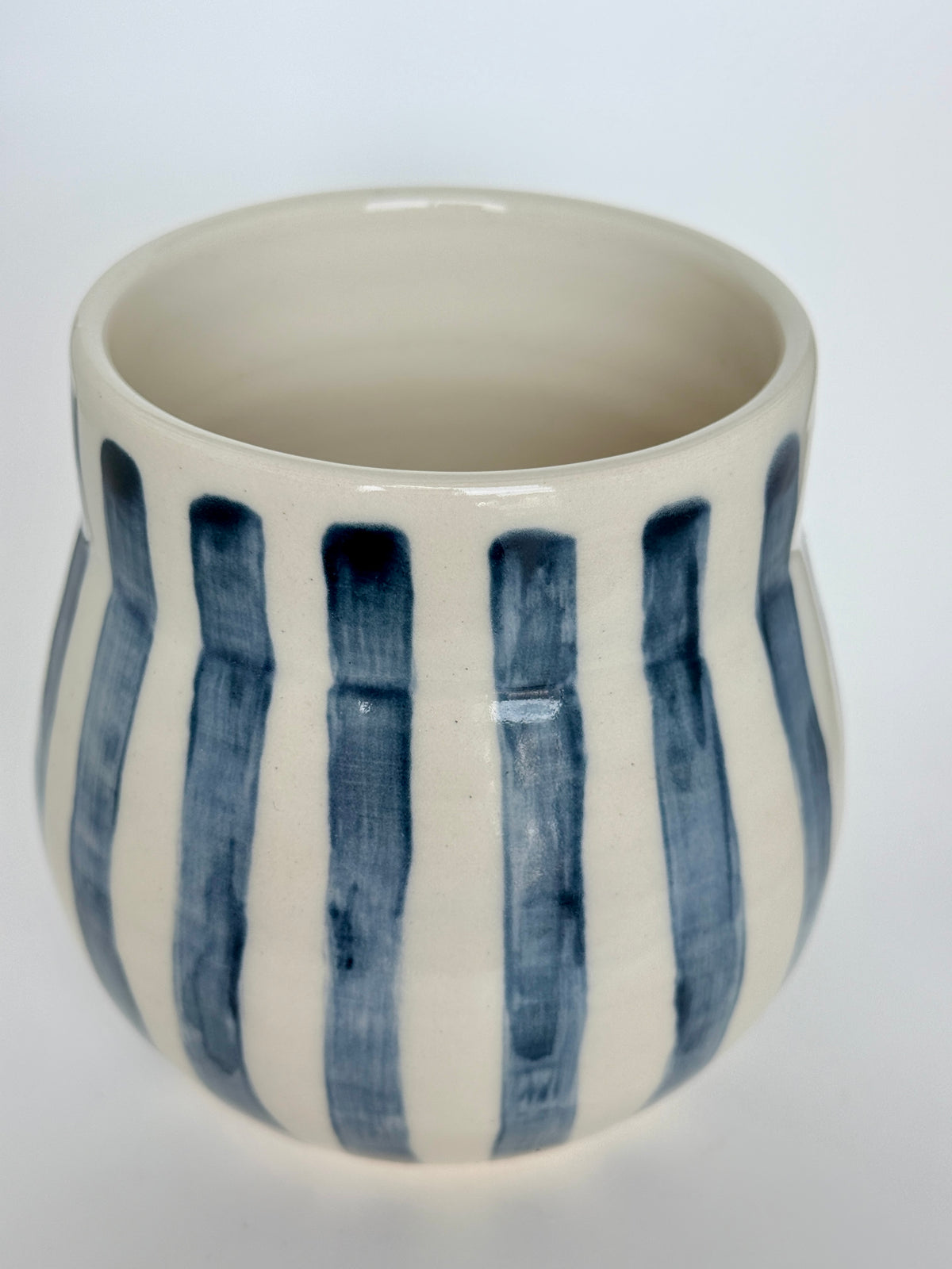 Blue and White Striped Round Vase 3