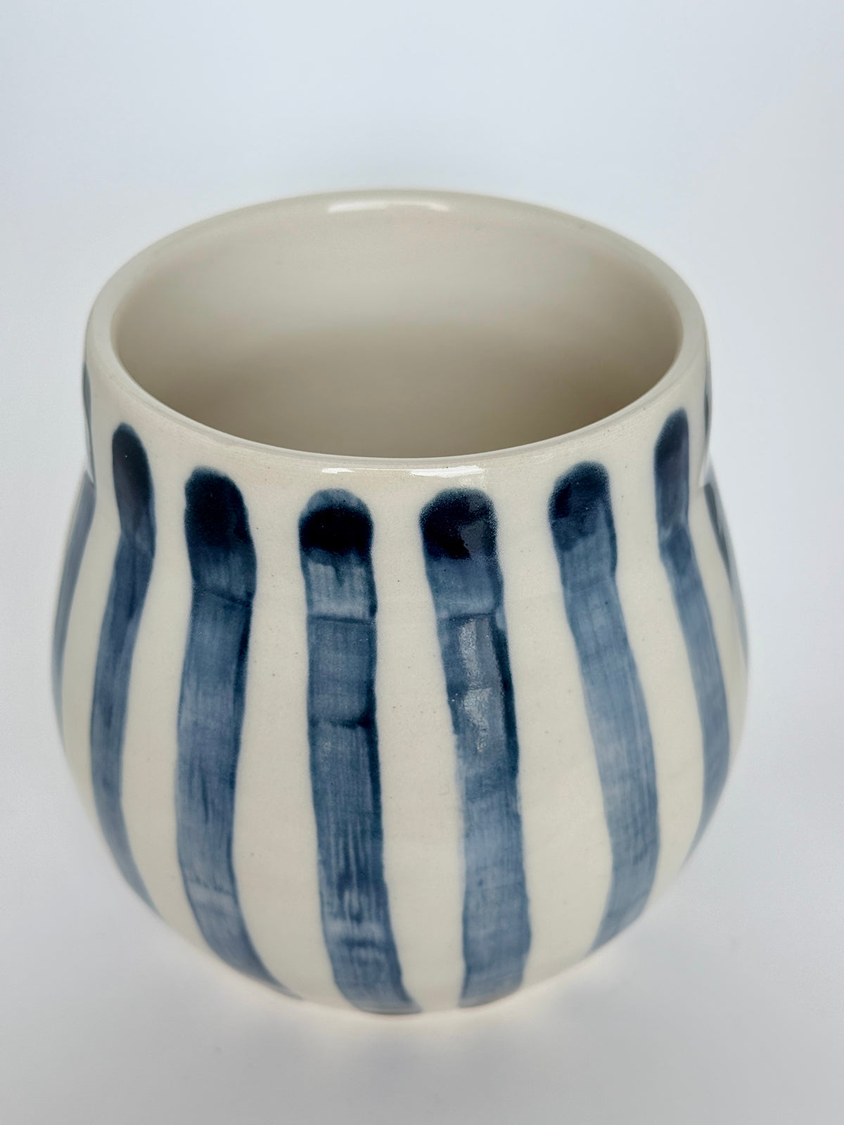 Blue and White Striped Round Vase 4