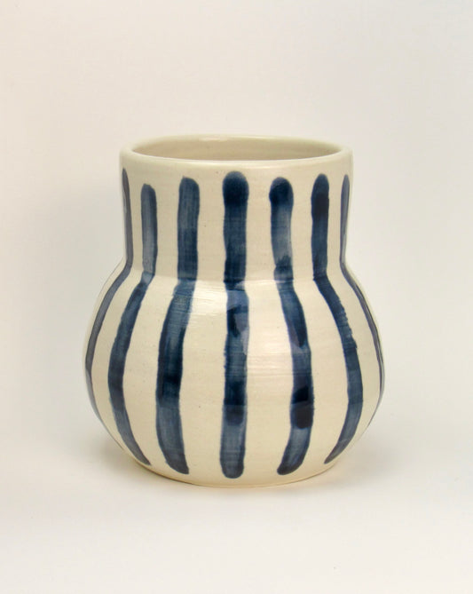 Blue and White Striped Vase