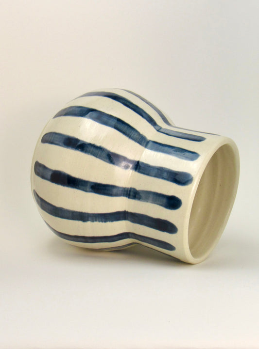 Blue and White Striped Vase